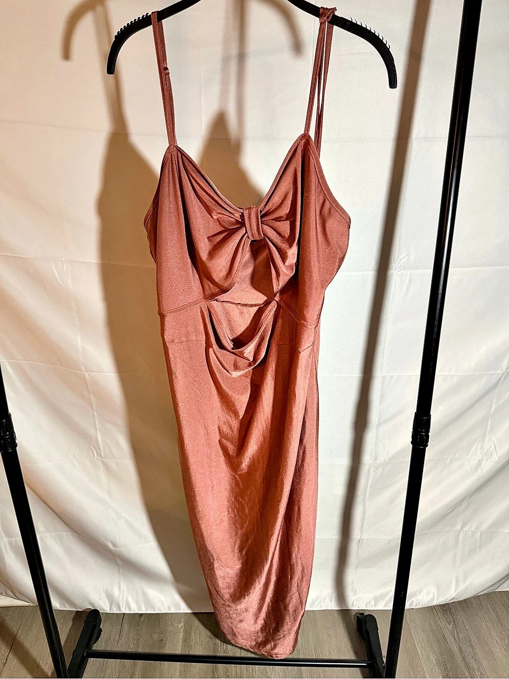 SHEIN Curve Satin Bow Maxi Dress Size 2X Like New